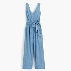 J.Crew Light Blue Wrap-tie Chambray Romper/Jumpsuit